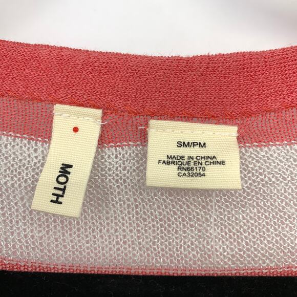 Anthropologie Moth Wrap Cardigan Sweater Womens Sz S/M Coral White Stripe NEW - Picture 5 of 7